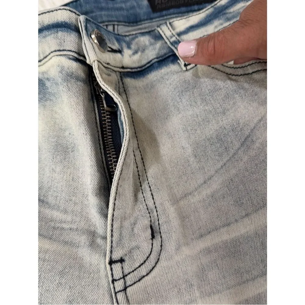 Men’s Bootcut Washed Light Blue Jeans Size 46
